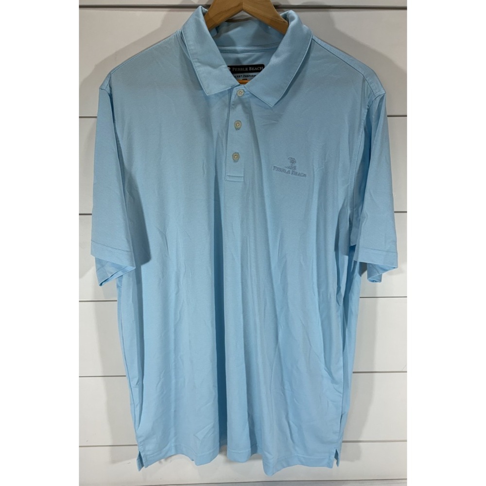 Pebble Beach Mens Blue Dry-Luxe Performance Short Sleeve Golf Polo Shirt Size XL